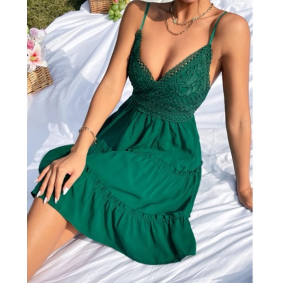 Luxe lace insert tie back cami dress - Picture 2 of 7